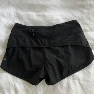 Classic Black Lululemon Speed Up shorts